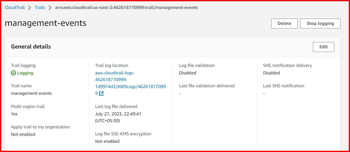Picture showing the status of Log file validation as false